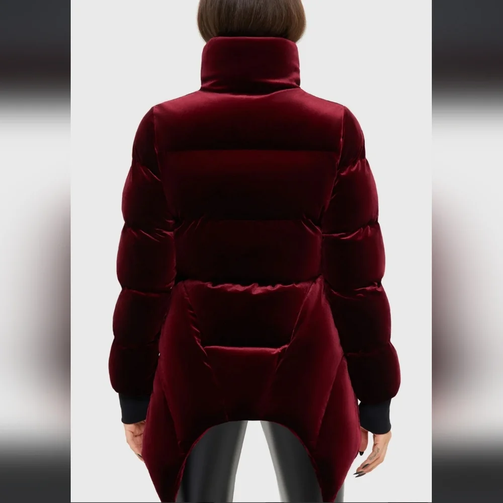 Killstar Dark Red Velvet Puffer Jacket - Picture 6 of 8